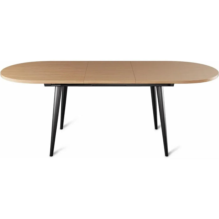 75" X 32" Expandable Dining Table - a Oval Wooden Table Top With Metal Legs Room Furniture Home