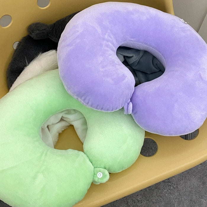 Cartoon Kuromi U-shaped Hooded Neck Pillow Pochacco Travel Blackout Nap Pillow Office Japanese style Pillow With Hat Girl