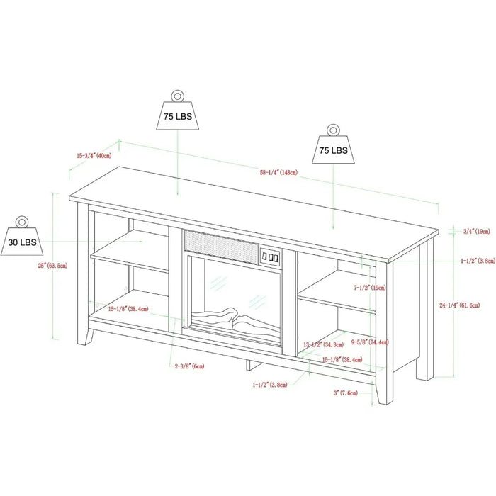 Classic 4 Cubby Fireplace TV Stand for TVs Up to 65 Inches Modular Furniture Living Room 58 Inch Espresso Freight Free