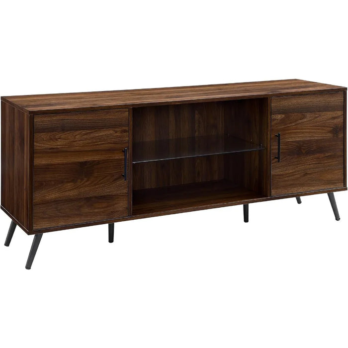 Tv living room cabinet cabinet,Modern Glass Shelf TV Stand for TVs up to 65 Inches, 60 Inch, Walnut