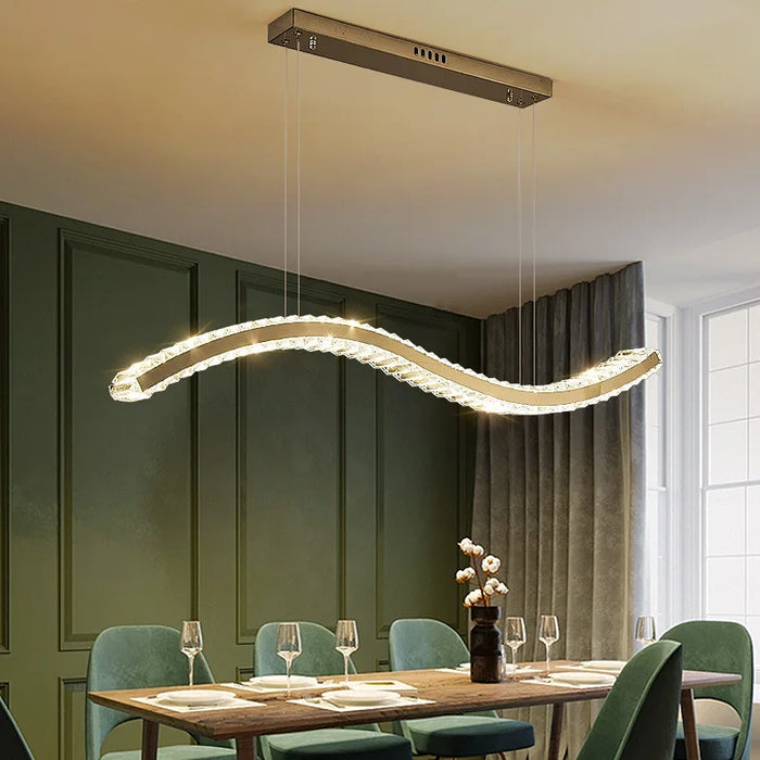 Modern Luxurious Living Room Chandeliers Wavy Crystal Chandelier Dining Room Kitchen Bedroom Pendant Lamp Design Hanging Light
