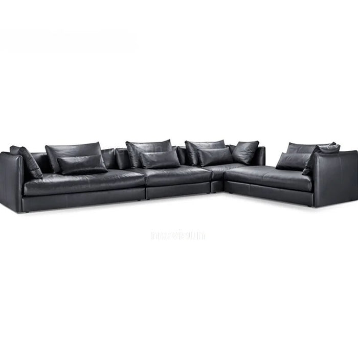 Modern Leather Corner Living Room Sofas Lazy Nordic Chaise Sets for Living Room Black Love Seat 3 Seat Pine Frame Home Furniture