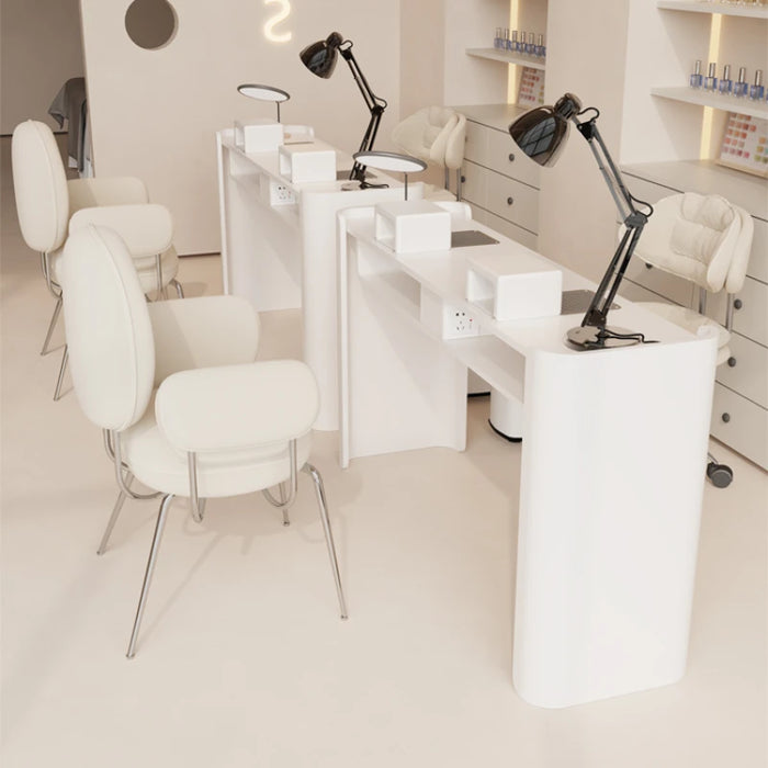 Stand Kawaii Nail Desk Professionals White Aesthetic Nordic Nail Table Light Luxury Tavolo Per Unghie Salon Equipment Furniture