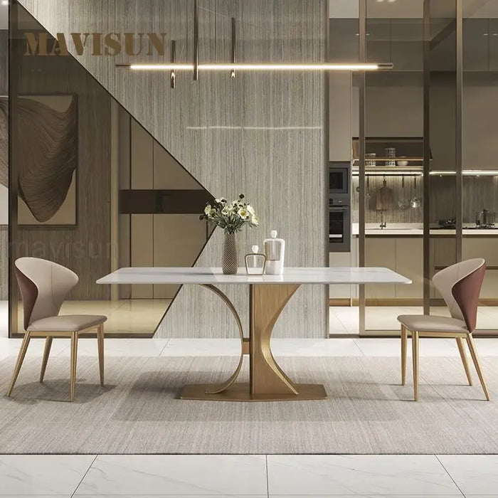 Luxury Center Dining Table Light Modern Minimalist Designer Creative Rectangular Table Chair Set Table Pliante Home Furniture