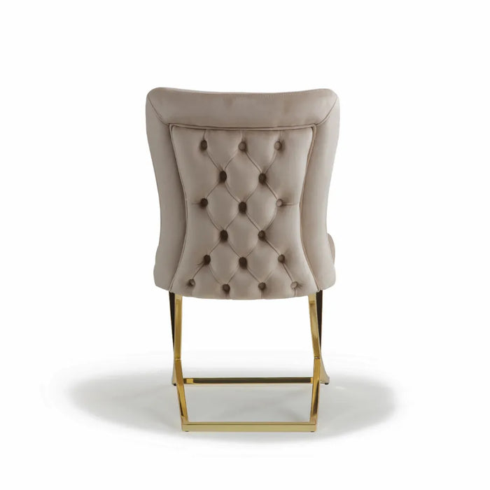 Ottomanson Imperial Upholstered Modern Gold Legged Dining Chair, Set of 2, Beige