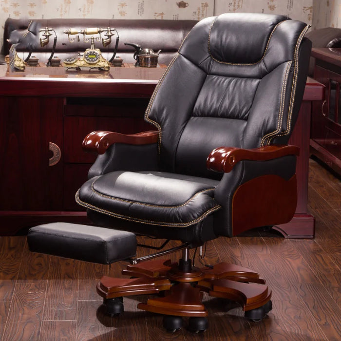 Leather Home Office Chair Ergonomic Swivel Relax Design Office Chair Boss Lounge Sillas De Oficina Office Furniture LQQ25XP