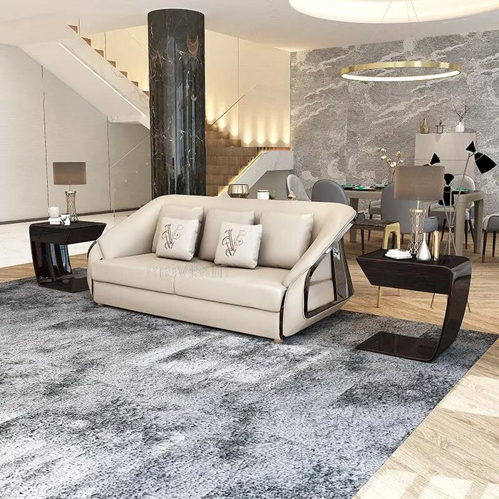 Minimalist Large Villa Sofa Set Leather Sofa Single Love Seat 3 Seat Lounge Couch Italian Living Room Upholstered Armchair