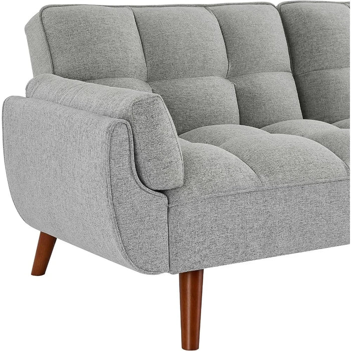 Modern Convertible Tufted Linen Upholstered Futon Sofa Daybed W/2 Pillows Luxury Sofa in the Living Room Overstuffed Comfy Home