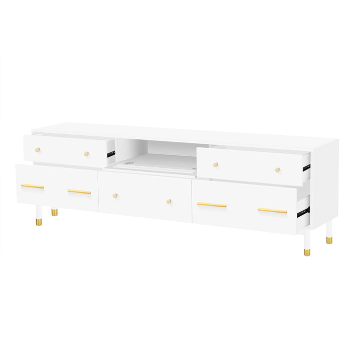 Modern TV Stand for 75+ Inch TV, Entertainment Center with Storage, Media Console Table for Living Room