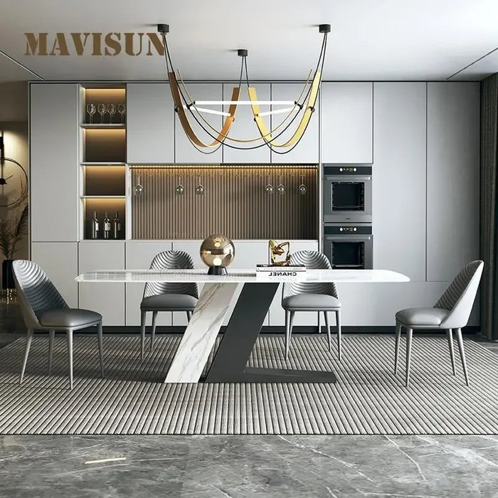 Modern Center Dining Table Mobile Minimalist Large Kitchen Table Marble Stone Dining Table Dinner Mesa Comedor Garden Furniture