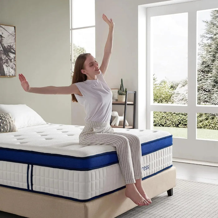 14 Inch King Mattress, Gel Memory Foam Innerspring Hybrid King Mattress with Tencel Cover