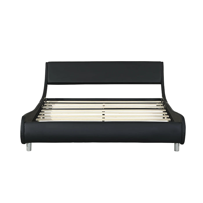 Faux Leather Upholstered Platform Bed Frame,Curve Design,Wood Slat Support