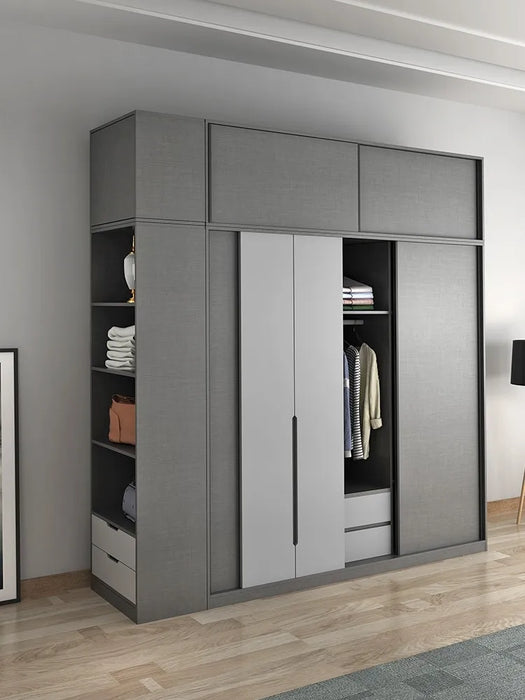 Nordic sliding door wardrobe household bedroom sliding door sliding door storage modern simple wardrobe