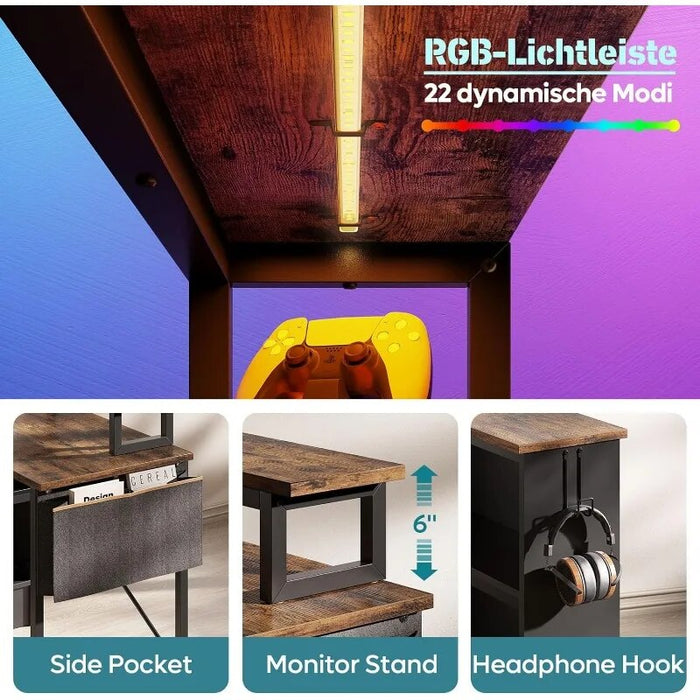 L Shaped Desk with Storage Reversible Corner Computer Desk, Writing Study Desk for Home Office Small Space Bedroom Apartment