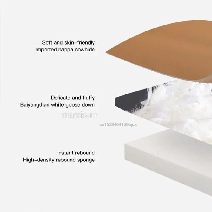 Light Luxury Leather Sofa First Layer Cowhide Nordic Small Apartment Living Room Three-Person Chaise Corner Down Sofa