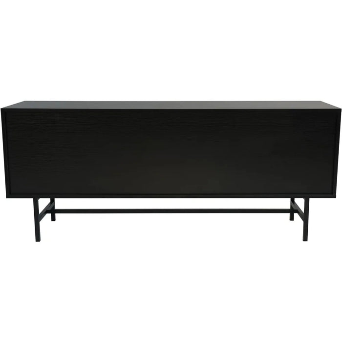 Mid-Century Modern Rectangular TV Stand With Enclosed Storage and Powder-coated Iron Legs Suitable for Living Room and Bedroom