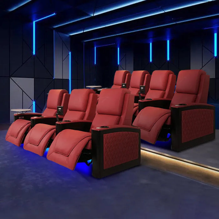 Private Home Cinema Video Room Electric Sofa Three Person Genuine Leather Movie Hall VIP Intelligent Viewing Chair