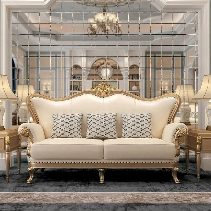 French Style Living Room Sofa Set Antique Solid Wood Carved Couch Classic Hotel Lobby 3+2+1 Sofa