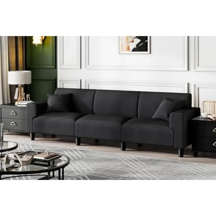 Sofa, modern cushion 94 inches, 3-seater deep cushion sofa, living room, lounge, sleeping chair sofa with two pillows