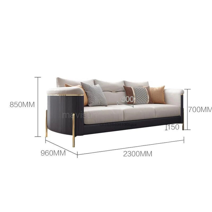 Modern Long Leather Living Room Sofa Set Modern Minimalist Lounge Sofa For Large Villa Luxury Household Indoor Home Furniture