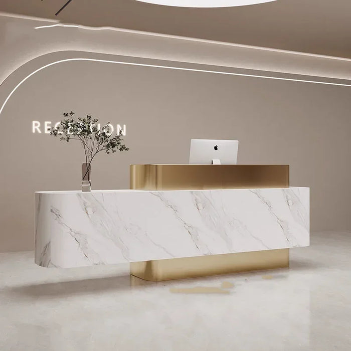 Service Standing Reception Desk Luxury Counter Modern Desktop Reception Desk Corner Writing Toonbank Receptie Office Furniture