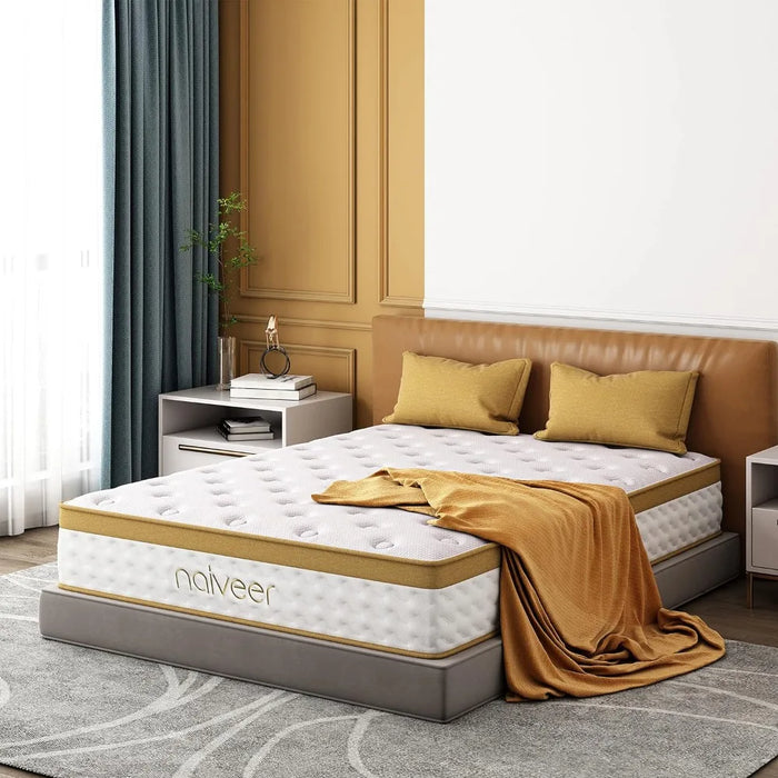 10" Hybrid Queen Mattress in A Box with Pocket Spring Memory Foam for Cool Sleep and Stress Relief