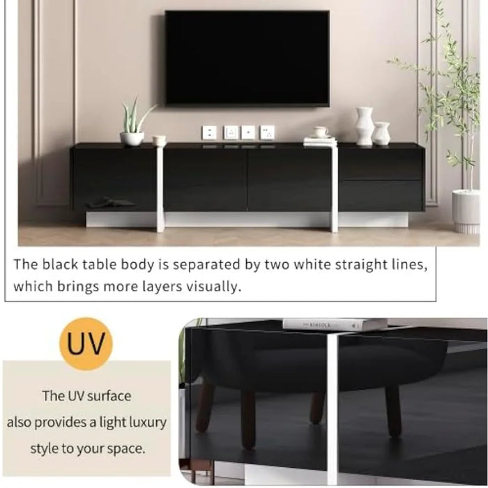Modern Living Room Furniture for Television Contemporary Rectangle Design Stand Unique Style Console Table 80'' Chest of Drawers