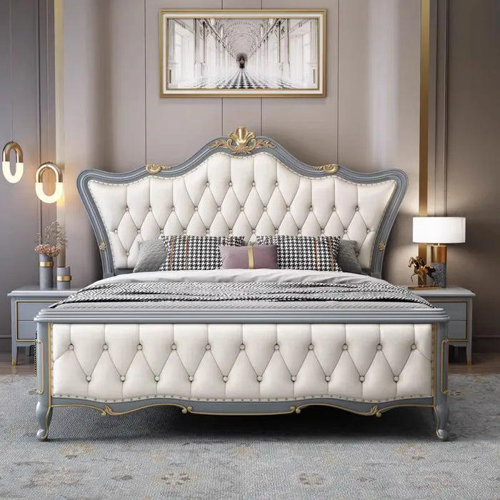 Light luxury American solid wood bed Modern simple double bed Master bedroom European high-grade queen bed king bed