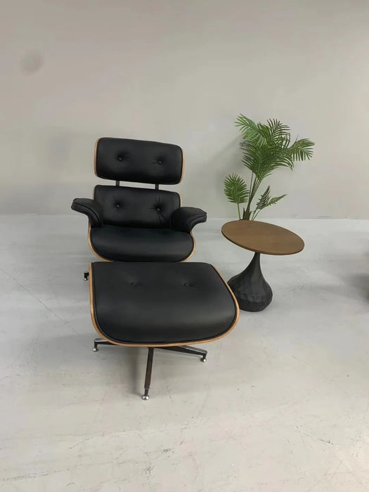 EAMES Recliner Original Chair Sofa Leather Simple Designer Lounge  Walnut Wood Aluminium Alloy Living Room Rotating Boss Chair