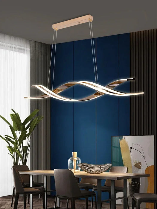 2024 Nordic Designer New Line Art Dining Room Chandelier Bar Modern New Minimalist Light Luxury Black Long Line Dining Room Lamp