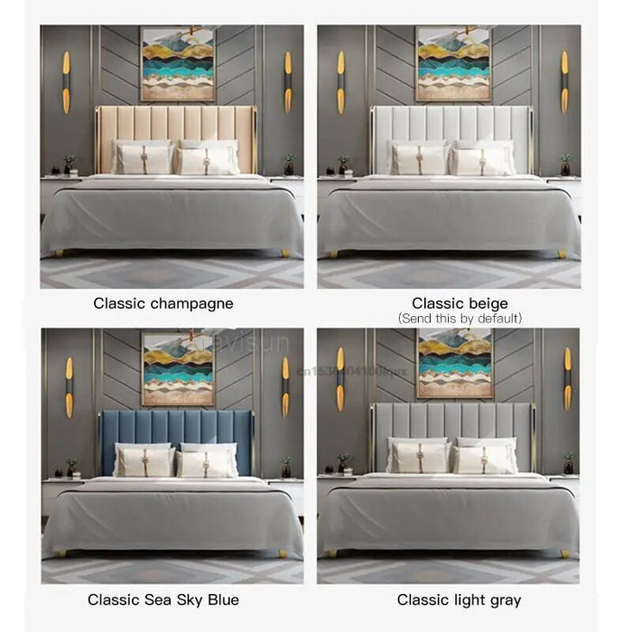 European Style Solid Wood King And Queen Size Bed For Bedroom Furniture Comfortable Upholstered High Quality Double Bed Set 