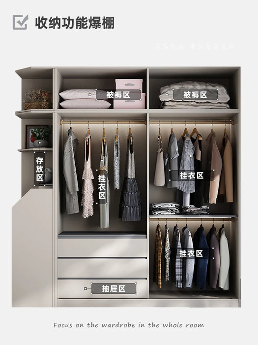 Nordic sliding door wardrobe family bedroom door modern simple luxury wardrobe