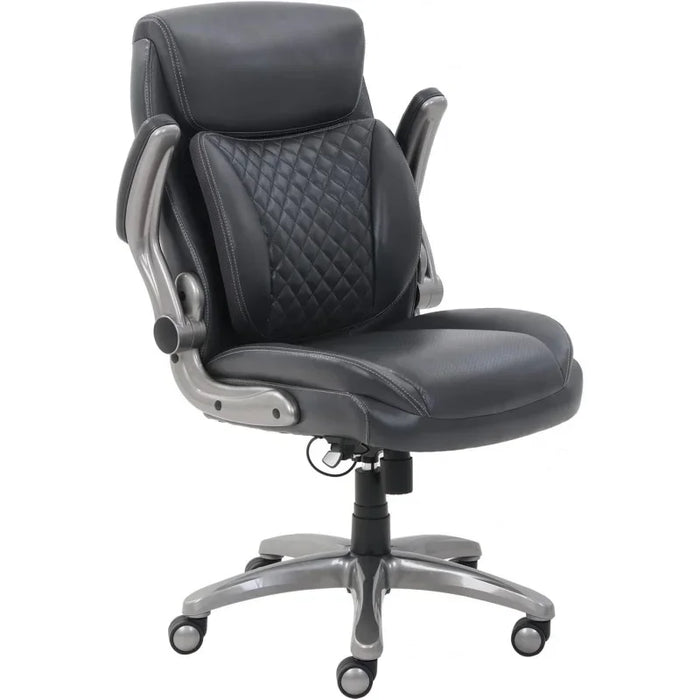 Basics Ergonomic Executive Office Desk Chair with Flip-up Armrests, Adjustable Height, Tilt and Lumbar Support, 29.5"D x