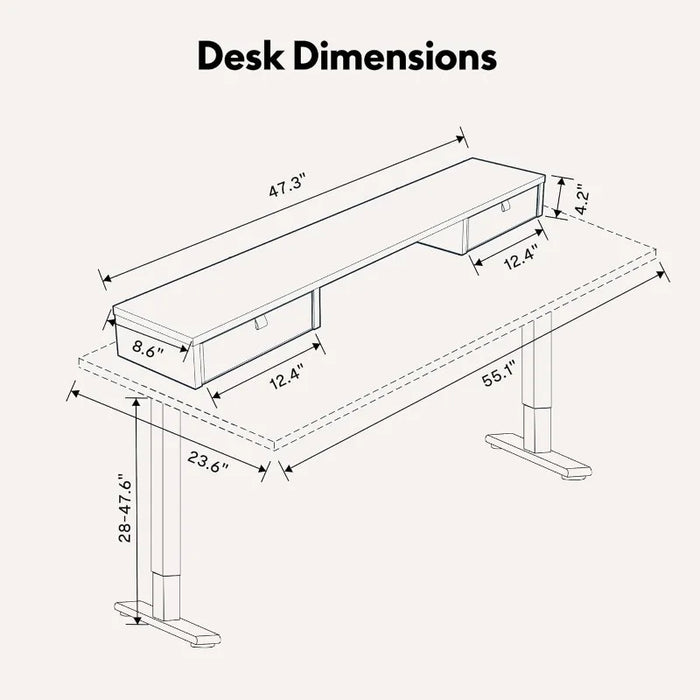 FLEXISPOT Electric Standing Desk with Drawer Solid One-Piece Adjustable Height Desk with Storage Shelf Ergonomic Monitor Stand