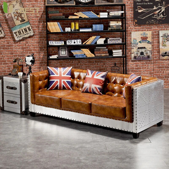 Industrial Retro Aviato Sofa Living Room Furniture Leather  Sofas Set Chair Personalization Pub Club Studio Kanepe Combination