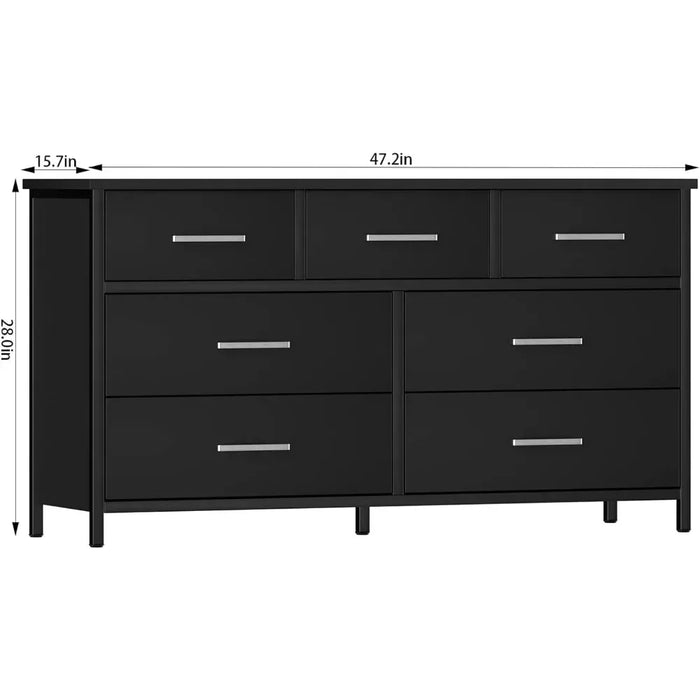 Dresser for Bedroom, Industrial Wood Storage Organizer with Sturdy Steel Frame, Wood Dressers & Chests of Drawers, Dressing Desk