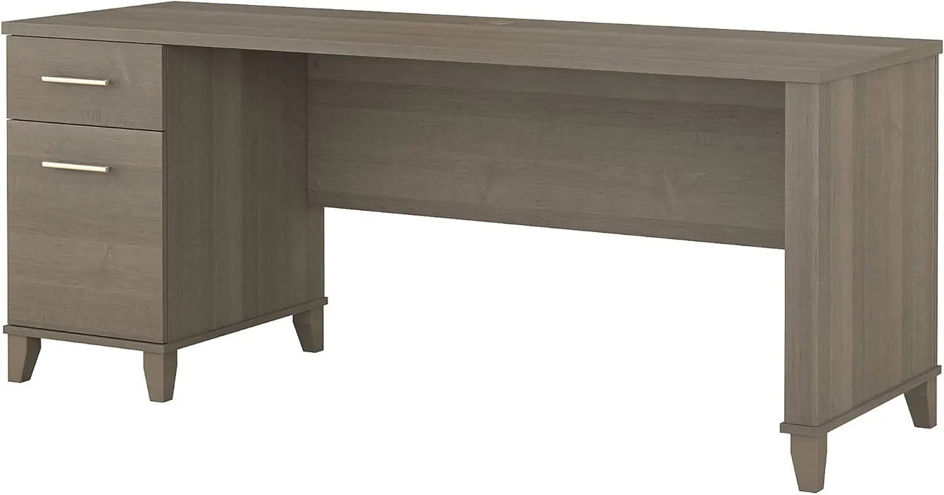 Somerset 72W Computer Desk with Drawers, Large PC Laptop Table for Home Office in Ash Gray