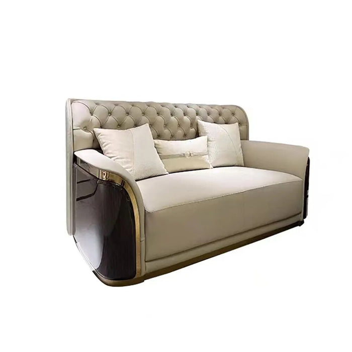 Luxury High End Genuine Leather Sectional Sofa Set with Coffee Table Chair for Living Room Furniture