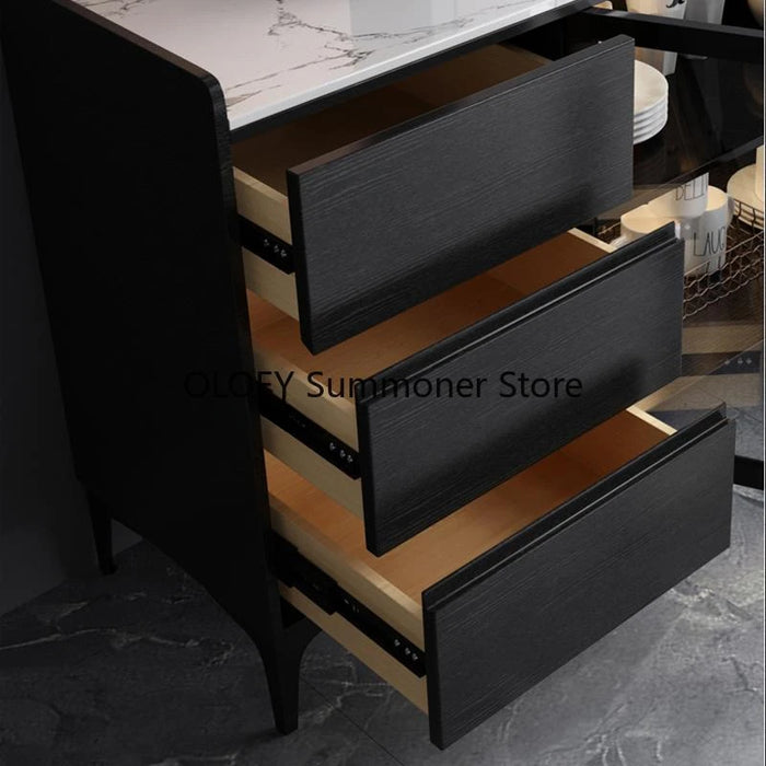 Nordic Rock Board Sideboard Solid Wood Wine Cupboards Modern Minimalist Kitchen Furniture Living Room Marble Kitchen Furniture