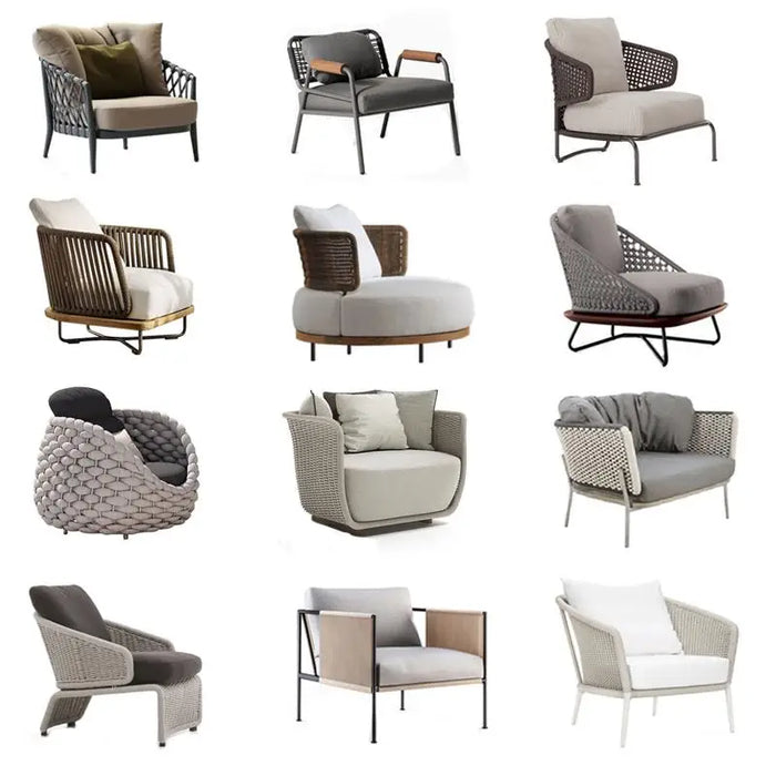 Outdoor rattan sofa courtyard waterproof residential balcony leisure single rattan chair sofa rattan sofa