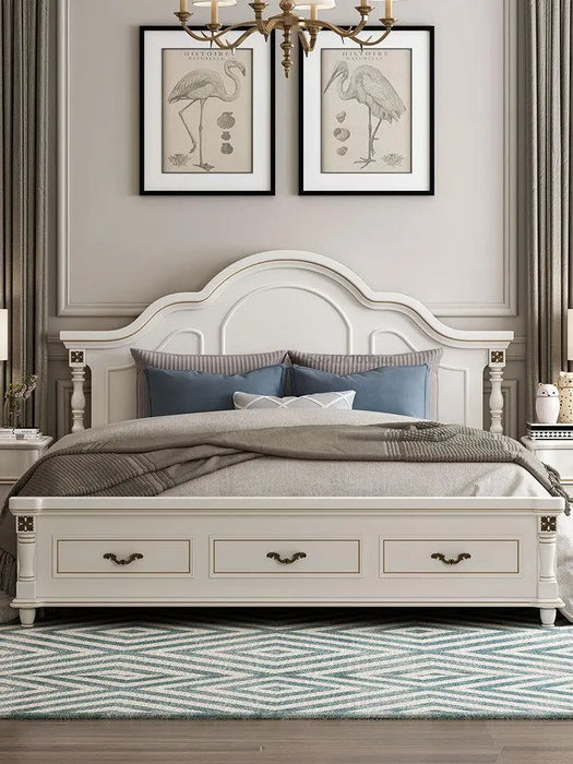 American Type Double Bed Master Bedroom Modern Contracted Wedding Bed Wooden Furniture European Type 1.8 Meters Princess Bed