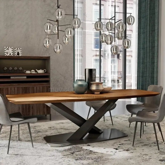 Nordic Walnut Rectangular Kitchen Table Creative Designer Kitchen Furniture Livingroom Poker Dining Table And Chair Combination