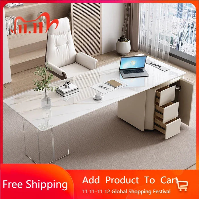 Study Conference Office Desks Standing Organizer Reception Corner Office Drawers White Mesa Para Escritorio Furniture WJ25XP