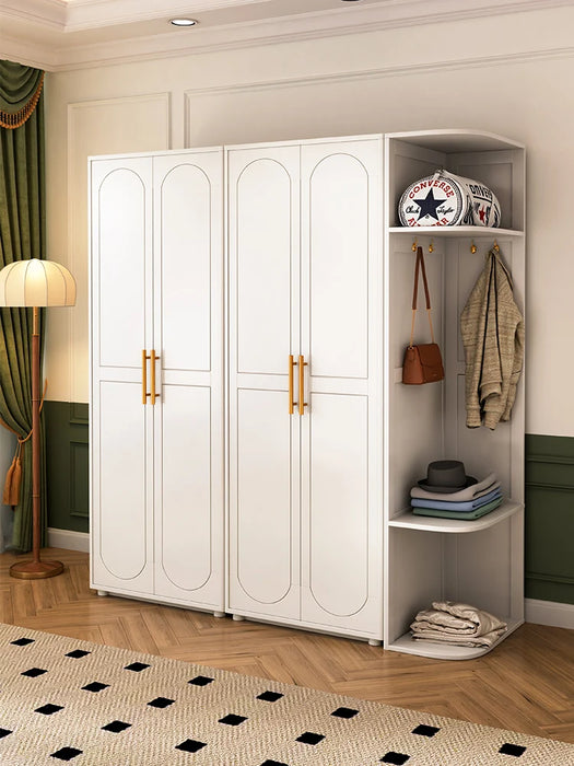 Solid wood wardrobe, home bedroom, white room, storage, large wardrobe