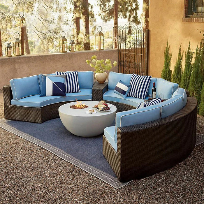 Outdoor rattan woven sofa outdoor waterproof sunscreen circular arc semi-circular woven combination yard furniture