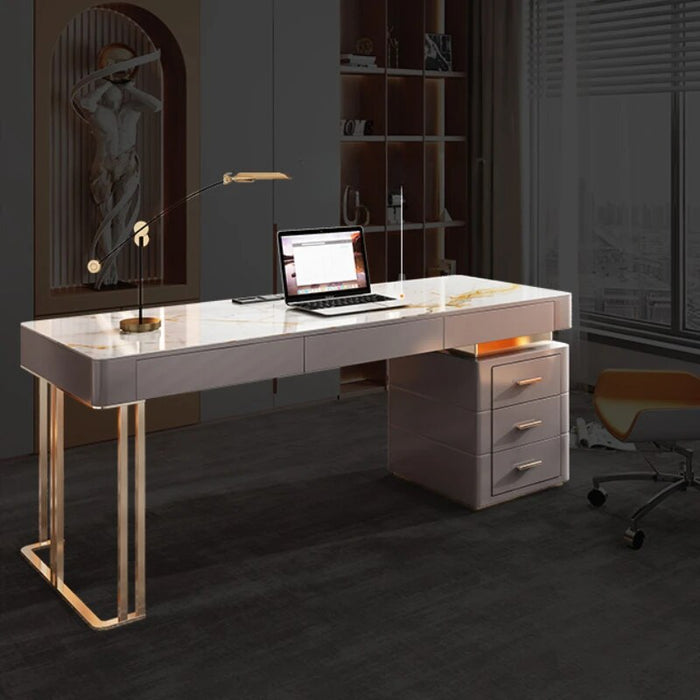Luxury Modern Office Desk Slate Table Wood Home Write Study Computer Office Desk Italian Work Rangement Bureau Furniture QF50OD