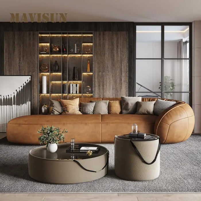 Top Crown Designer Profiled Sofa Light Luxury Living Room Milan High End Frosted Leather Trendy Personalized Sofa Home Furniture