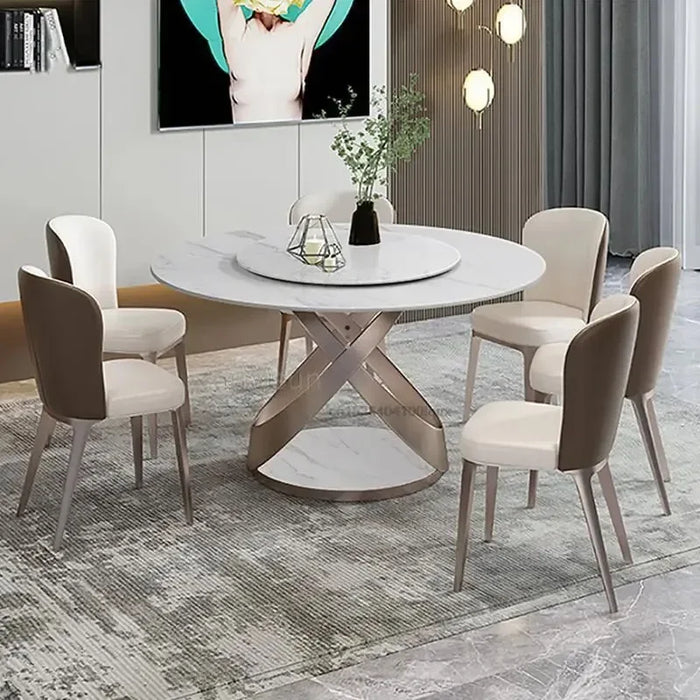 Nordic Large Circle Dining Table With Turntable European Style Modern For Restaurants Cafe Dining Room Furniture