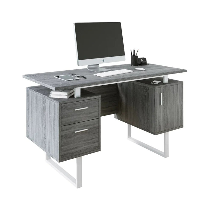 Modern Office Desk with Storage, Grey  Laptop Standing Desk  Desk Table  Furniture  Laptop Table  Study Desk