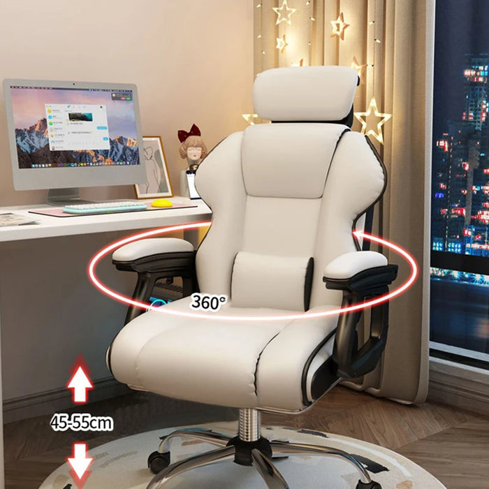 Ergonomic Gamer Chair With Lumbar pillow And Footrest High Back Game Chair Linkage Armrest Leather Fabric Work On Office Or Home
